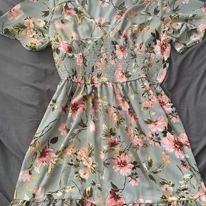 Teal dress with flowers